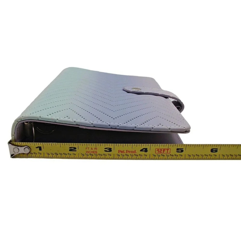 Pastel Ombre Planner Organizer Ring Binder Snap Close Quilted Blue Purple 7.5x5